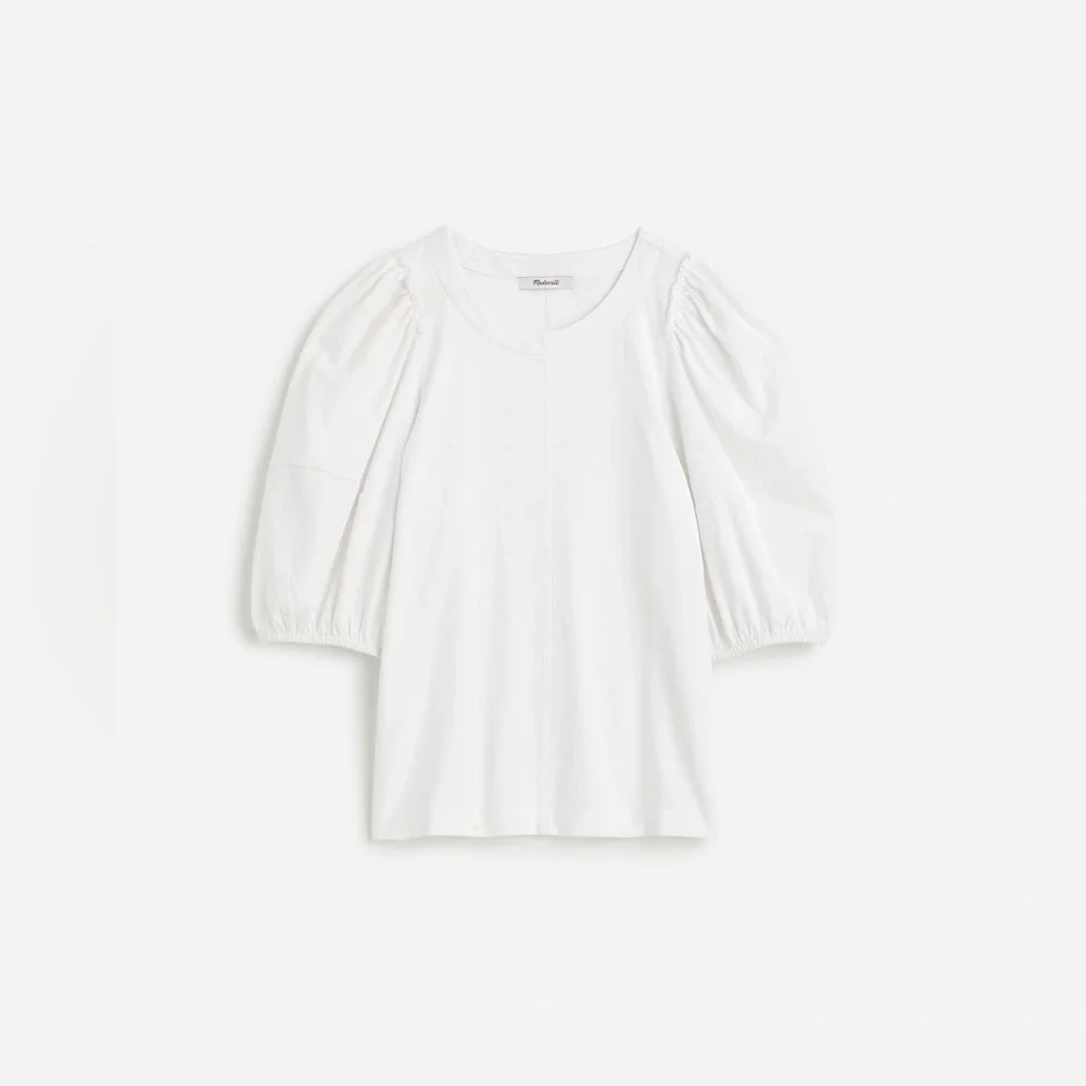 Madewell Womens 100% Cotton Puff-Sleeve Tee NT331 Size Small In White NWT